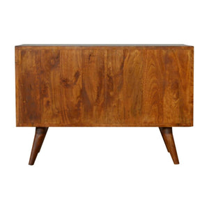 Carved Sideboard | Solid Mango Wood | Chestnut Finish | Statement Storage Cabinet
