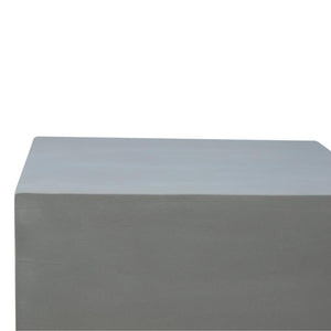 Cement-Effect Mango Wood Footstool | Brass-Finish Base