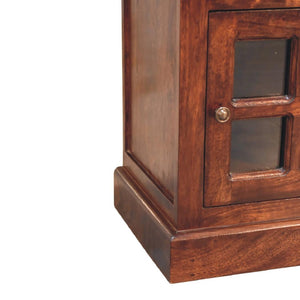 Cherry Glazed Door Bedside Table | Enclosed Bedroom Storage | Warm Finish