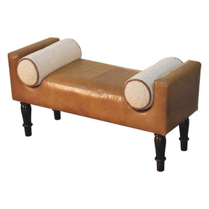 Chester Buffalo Leather Bench | Solid Wood Frame