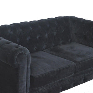 Chesterfield 2 Seater Sofa | Black Cotton Velvet Upholstery | Classic Living Room Furniture