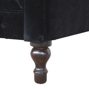 Chesterfield 2 Seater Sofa | Black Cotton Velvet Upholstery | Classic Living Room Furniture