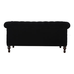 Chesterfield 2 Seater Sofa | Black Cotton Velvet Upholstery | Classic Living Room Furniture