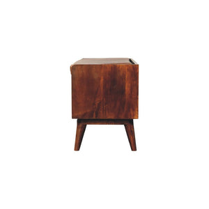 Chestnut Bench with Brown Leather Seatpad | Artisan-Crafted Design