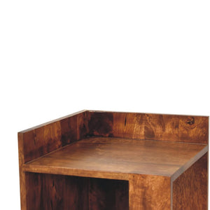 Chestnut Box Bedside Table | Solid Mango Wood | Chestnut Finish | Open Shelf Nightstand