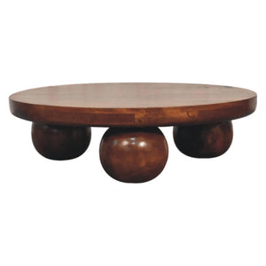 Chestnut Central Ball Table | Solid Mango Wood | Sculptural Side Table