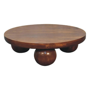 Chestnut Central Ball Table | Solid Mango Wood | Sculptural Side Table