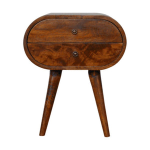 Chestnut Circular Bedside Table | Rounded Nightstand | Bedroom Furniture