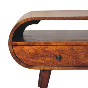 Chestnut Circular TV Stand | Solid Mango Wood | Circular Front Design