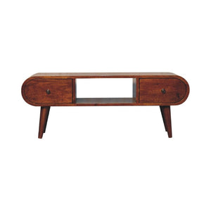 Chestnut Circular TV Unit | Solid Mango Wood | Circular Front Design