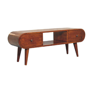 Chestnut Circular TV Unit | Solid Mango Wood | Circular Front Design