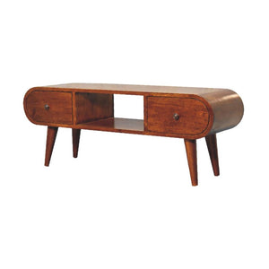 Chestnut Circular TV Unit | Solid Mango Wood | Circular Front Design