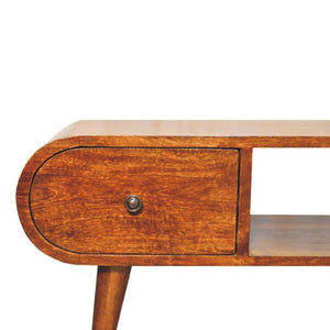 Chestnut Circular TV Unit | Solid Mango Wood | Circular Front Design