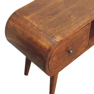 Chestnut Circular TV Unit | Solid Mango Wood | Circular Front Design