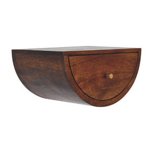 Chestnut Crescent Floating Bedside | Wall-Mounted Nightstand | Curved Wood Finish