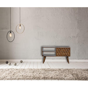 Chestnut Cube Carve Media Unit | Distinctive Detail | Versatile Home Furniture