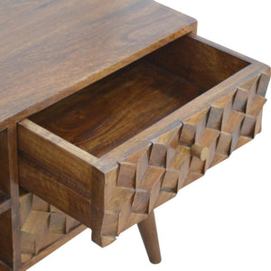 Chestnut Cube Carve Media Unit | Distinctive Detail | Versatile Home Furniture