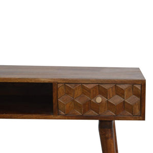 Chestnut Cube Carved Writing Desk | Distinctive Detail | Versatile Home Furniture