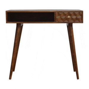 Chestnut Cube Carved Writing Desk | Distinctive Detail | Versatile Home Furniture