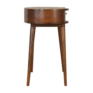 Chestnut Curved Writing Desk | Solid Mango Wood | 1 Drawer & Open Shelf