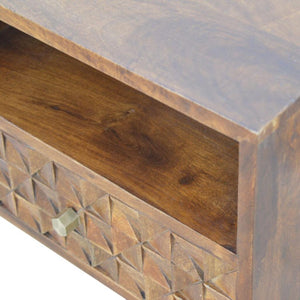 Chestnut Diamond Carved TV Unit | Distinctive Detail | Versatile Home Furniture