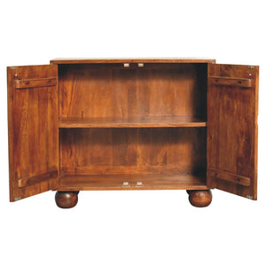 Chestnut Dice Cabinet | Solid Mango Wood | Geometric Dice-Inspired Detail
