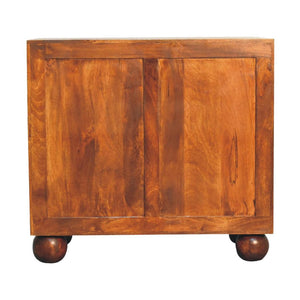 Chestnut Dice Cabinet | Solid Mango Wood | Geometric Dice-Inspired Detail