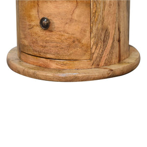 Chestnut Drum Chest | Solid Mango Wood | 3 Drawers | Compact Round Storage