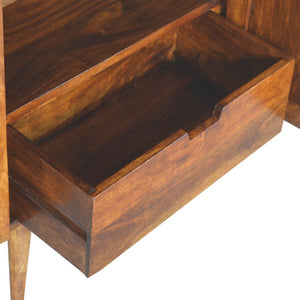 Chestnut Inlay Abstract Cabinet | Solid Mango Wood | Chestnut Finish | 2 Door Storage Cabinet