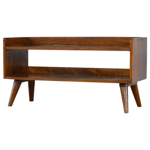 Chestnut Mango Wood Shoe Bench | Open Shelf | Nordic Legs