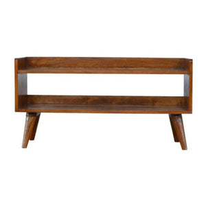 Chestnut Mango Wood Shoe Bench | Open Shelf | Nordic Legs
