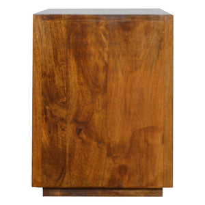 Chestnut Mango Wood TV Unit | Gold Bar Drawer & Open Shelf