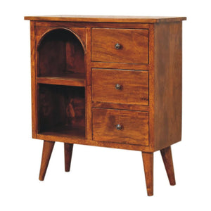 Chestnut Mixed Open Cabinet | Solid Mango Wood | Open Storage Design