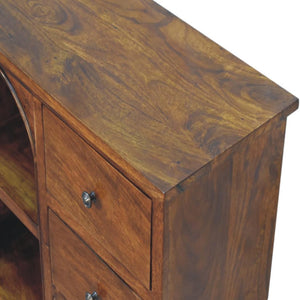 Chestnut Mixed Open Cabinet | Solid Mango Wood | Open Storage Design