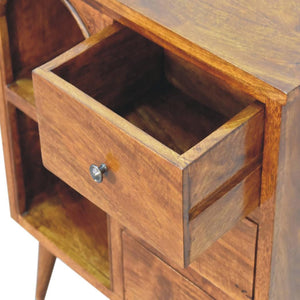 Chestnut Mixed Open Cabinet | Solid Mango Wood | Open Storage Design