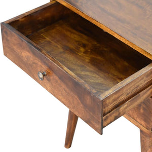 Chestnut Nordic Bedside Table | Solid Mango Wood | 2 Drawers