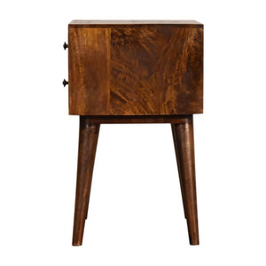 Chestnut Nordic Bedside Table | Solid Mango Wood | 2 Drawers