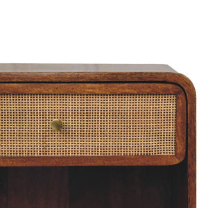 Chestnut Open Woven Bedside Table | Solid Mango Wood | Natural Storage