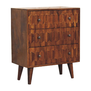 Chestnut Pineapple Carved Chest | Solid Mango Wood | Hand-Carved Detail