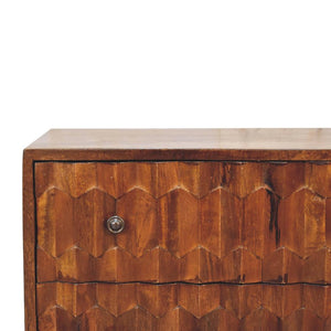 Chestnut Pineapple Carved Chest | Solid Mango Wood | Hand-Carved Detail