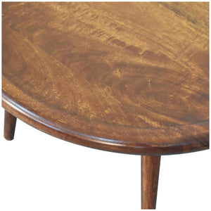 Chestnut Plate Coffee Table | Solid Mango Wood | Round Living Room Table