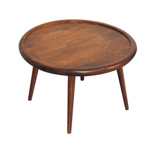 Chestnut Plate Coffee Table | Solid Mango Wood | Round Living Room Table