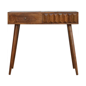Chestnut Prism Console Table | Geometric Detail | Statement Hallway Furniture