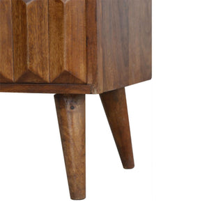 Chestnut Prism Sliding Media Unit | Geometric Detail | Entertainment Storage
