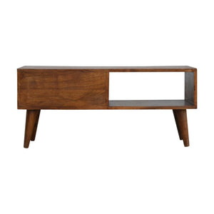 Chestnut Prism Sliding Media Unit | Geometric Detail | Entertainment Storage