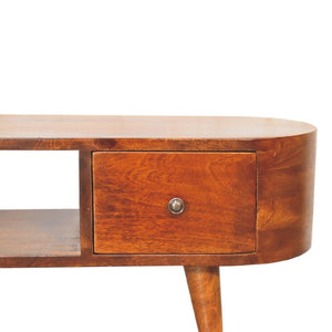 Chestnut Round Open Media Unit | Solid Mango Wood | Open TV Stand