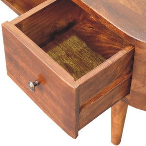 Chestnut Round Open Media Unit | Solid Mango Wood | Open TV Stand
