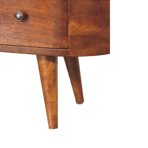 Chestnut Round Open Media Unit | Solid Mango Wood | Open TV Stand