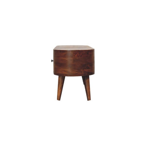 Chestnut Round Open Media Unit | Solid Mango Wood | Open TV Stand