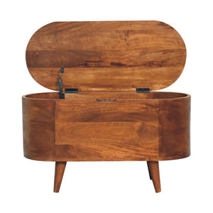 Chestnut Rounded-Lid Blanket Box | Bedroom Storage Chest | Warm Wood Finish
